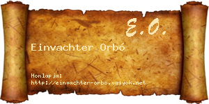Einvachter Orbó névjegykártya